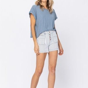 Judy Blue Button Fly Striped High Rise Shorts NWT size 2XL